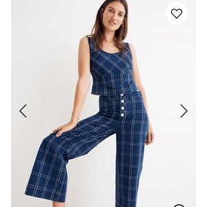 Madewell Emmett Wideleg Windowpane Cropped Pant 31